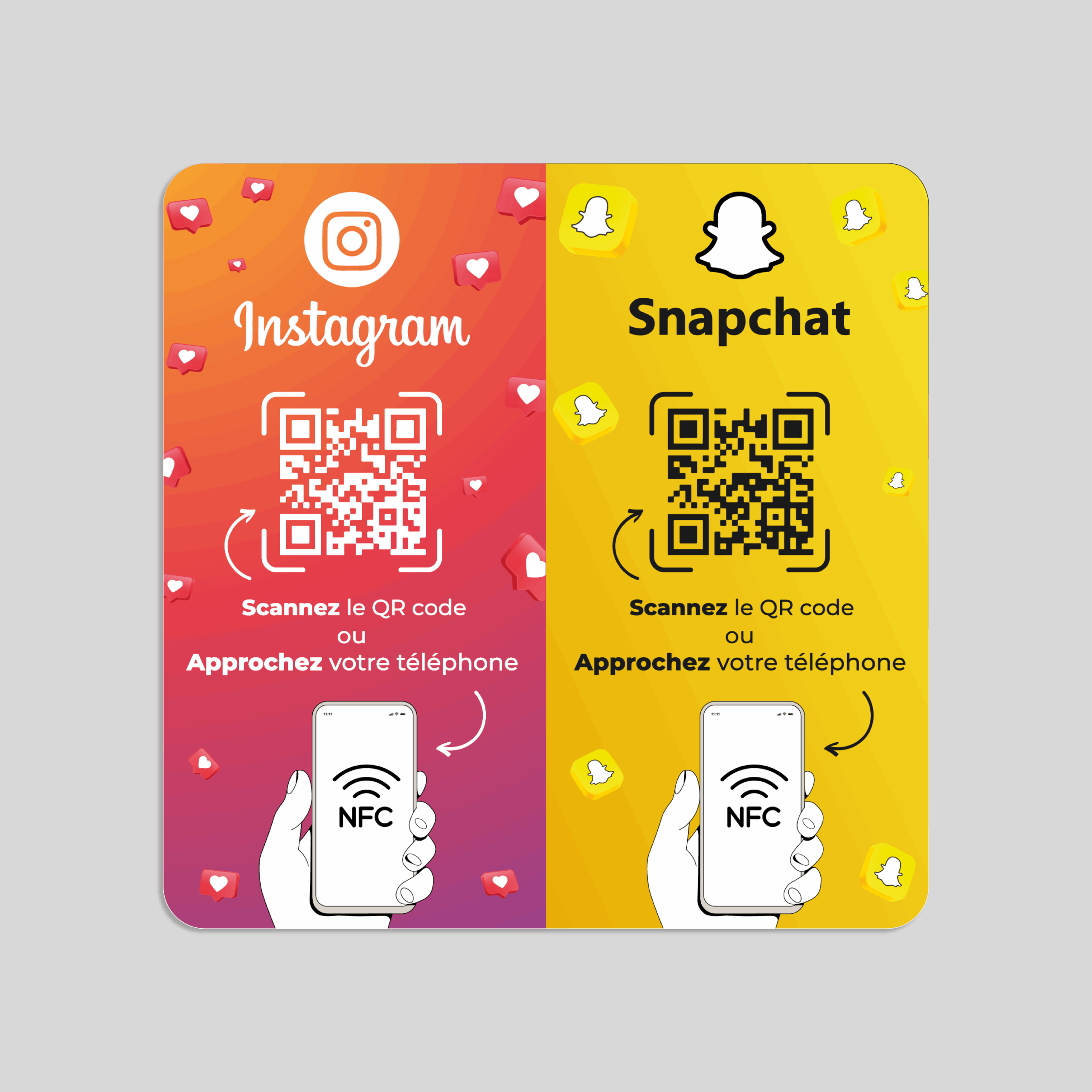 Plaque NFC Instagram & Snapchat