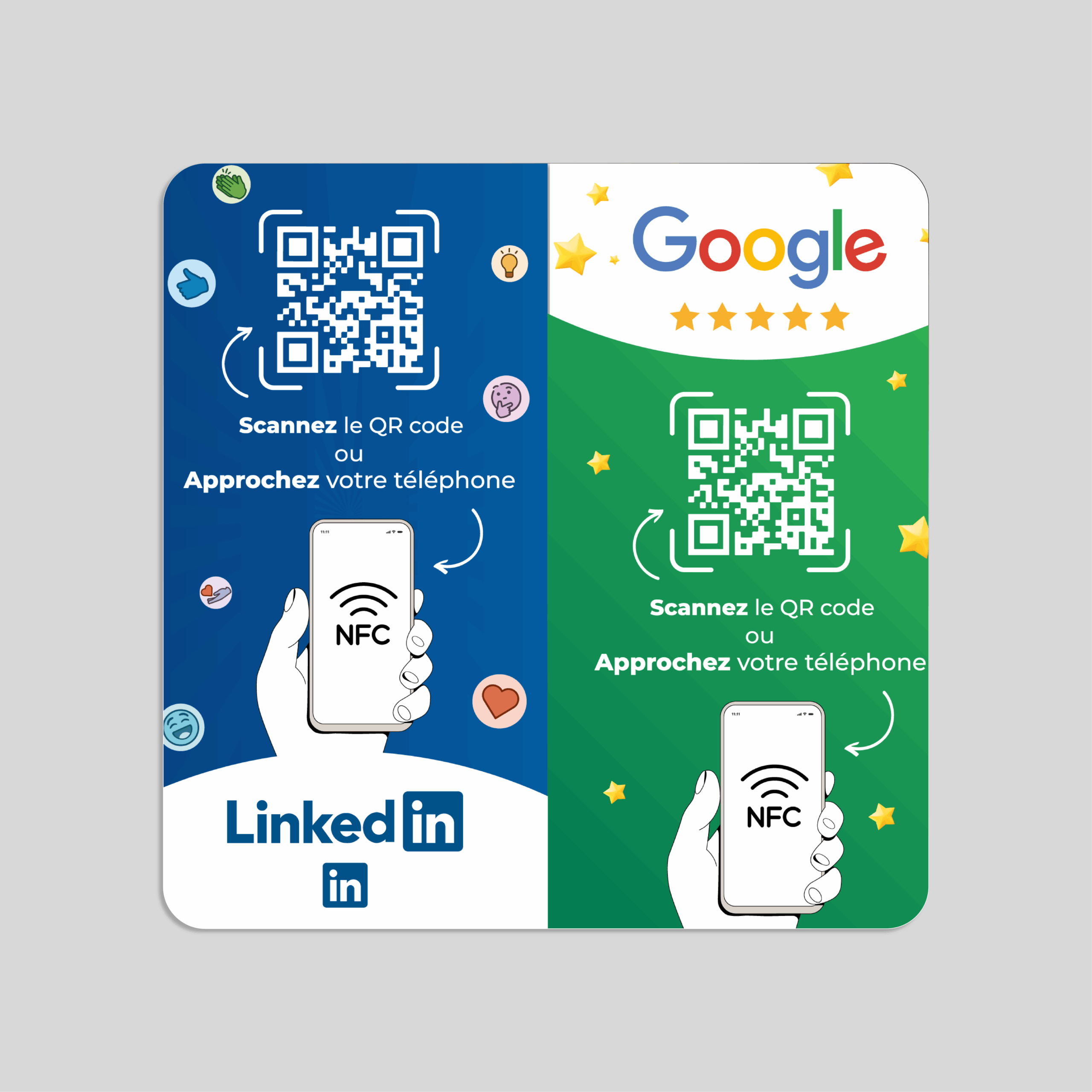 Plaque NFC LinkedIn & Google