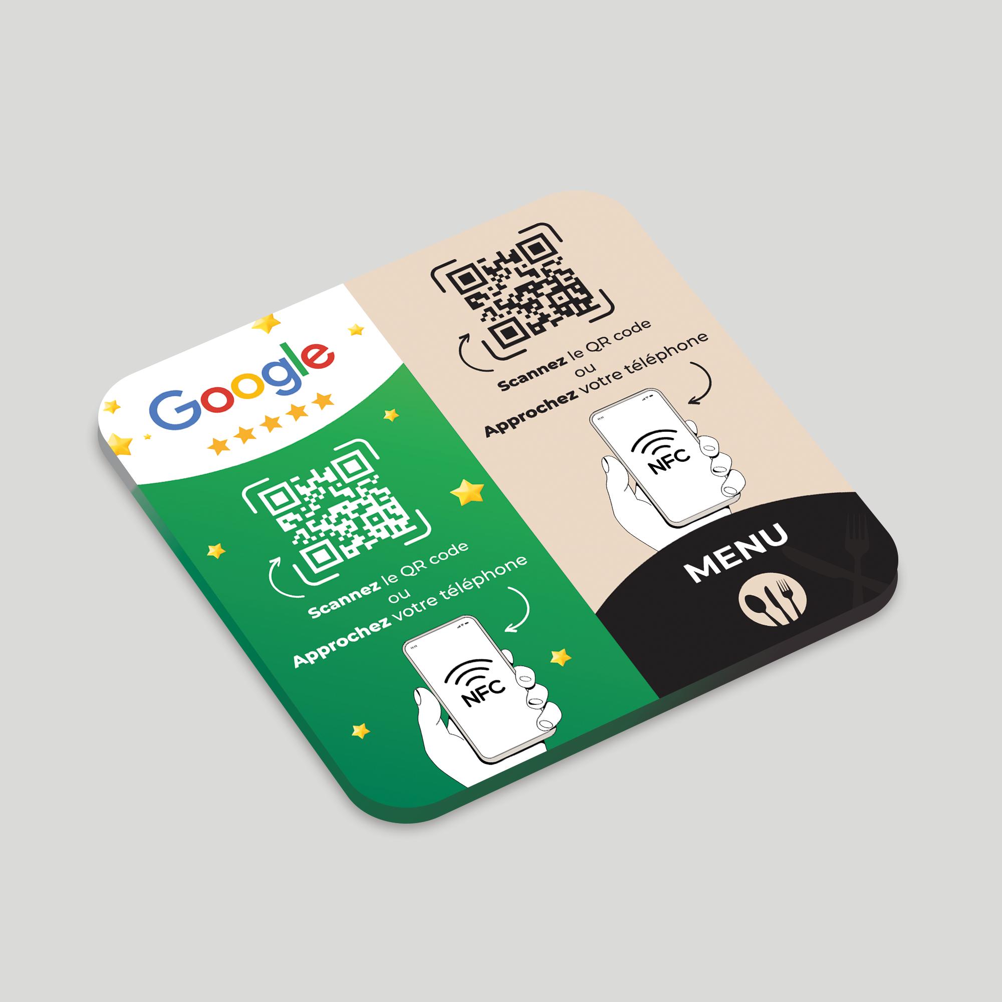 Plaque NFC Menu & Google
