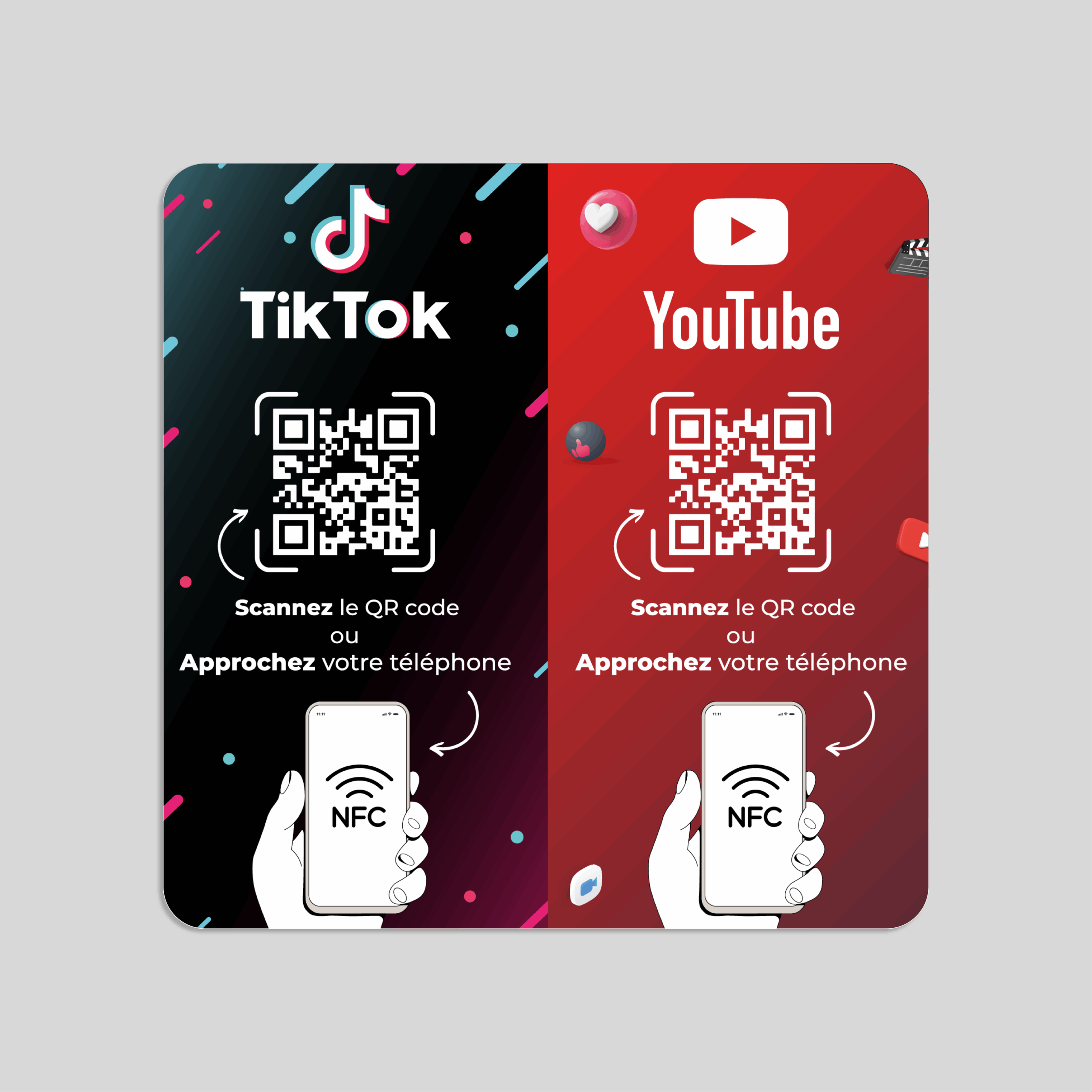 Plaque NFC TikTok & YouTube