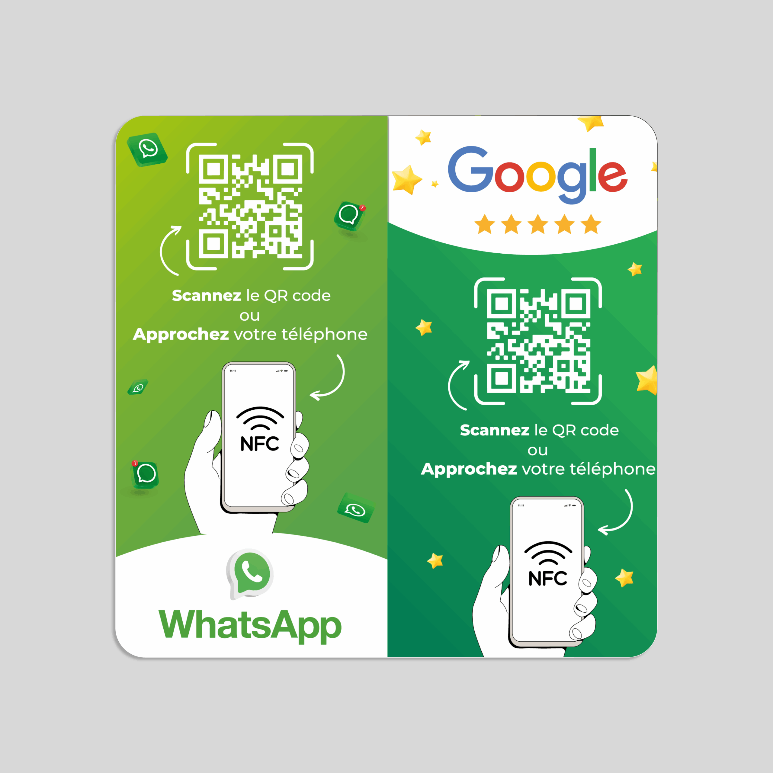 Plaque NFC WhatsApp & Google